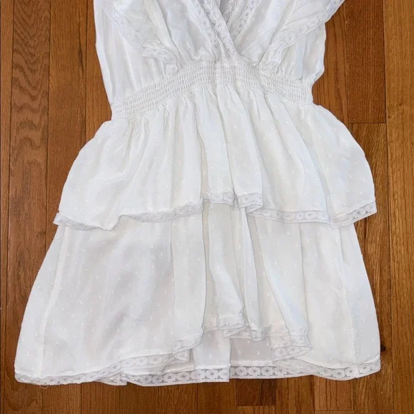 NWT Blue Island Beach White Ruffle Mini Dress Size Medium - Picture 4 of 8